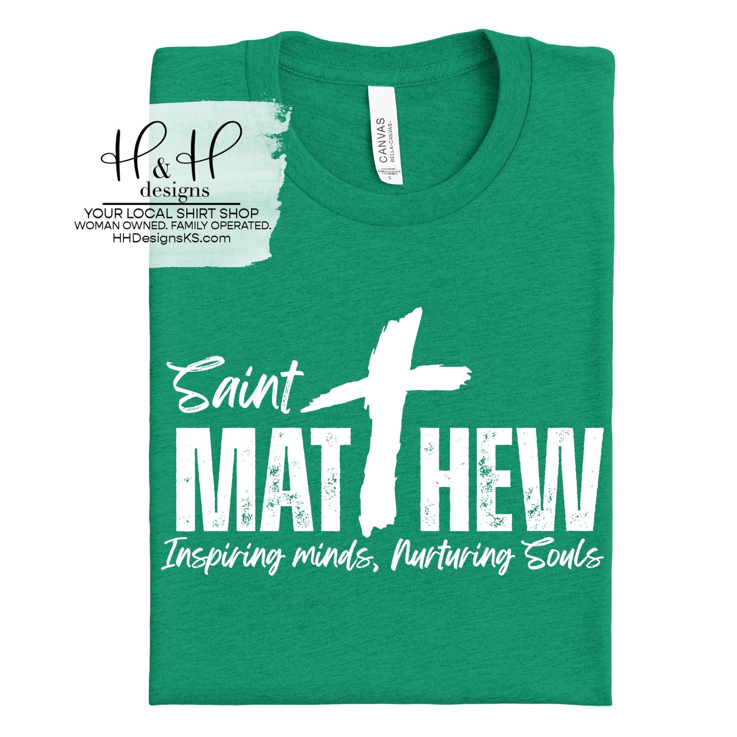 Saint Matthew Distressed Script - White ~ HH1006