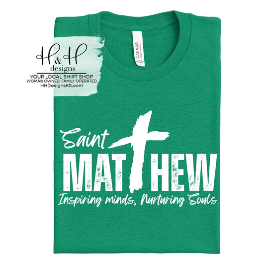 Saint Matthew Distressed Script - White ~ HH1006