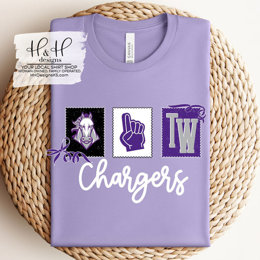 Topeka West Chargers Stamps and Bows ~ Customize with Sport ~ HH103