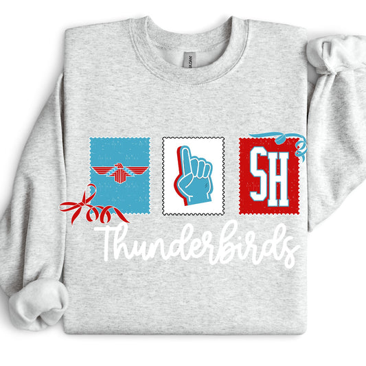 Shawnee Heights Thunderbirds Stamps and Bows ~ Customize with Sport ~ HH104