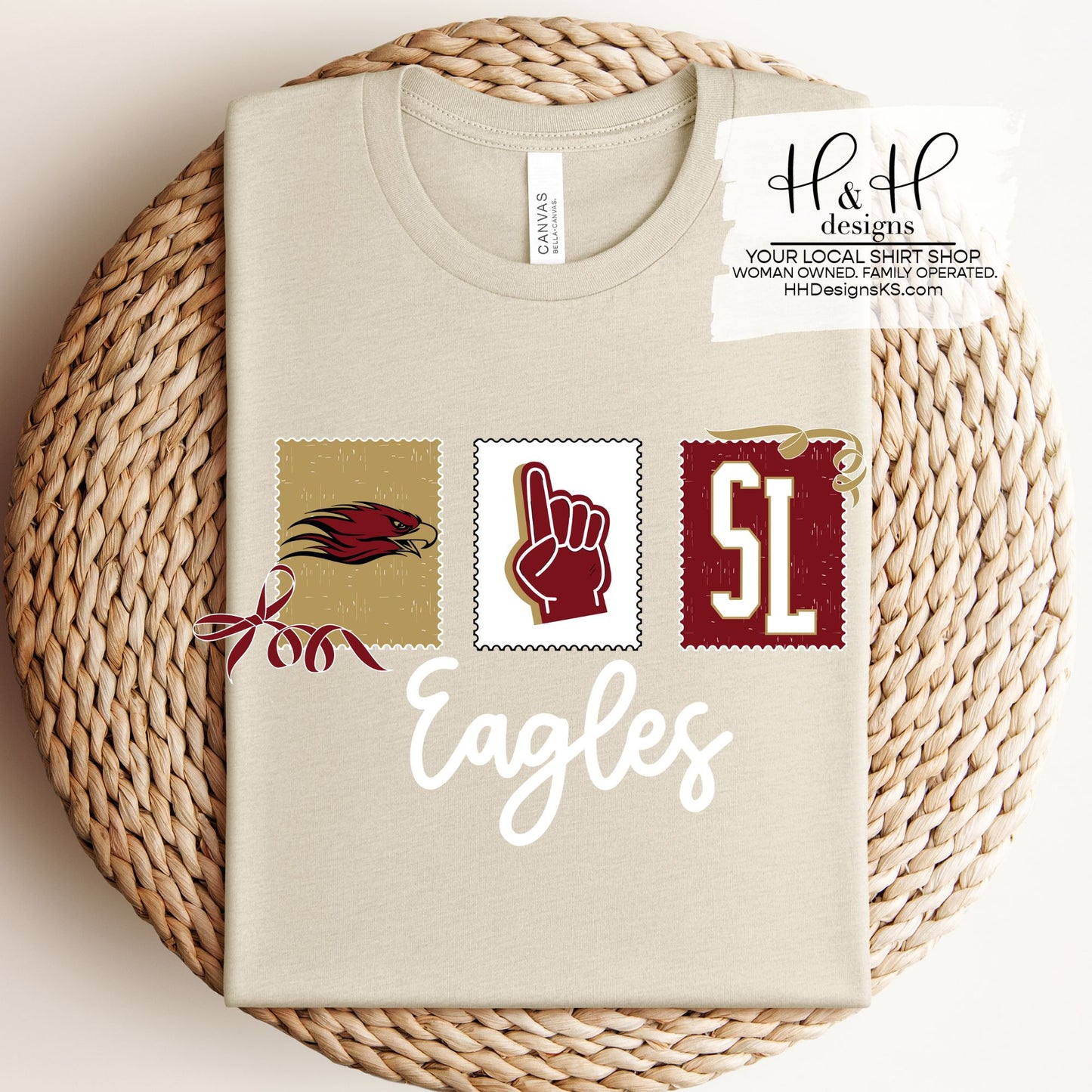 Silver Lake Eagles Stamps and Bows ~ Customize with Sport ~ HH105