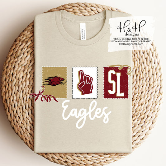 Silver Lake Eagles Stamps and Bows ~ Customize with Sport ~ HH105
