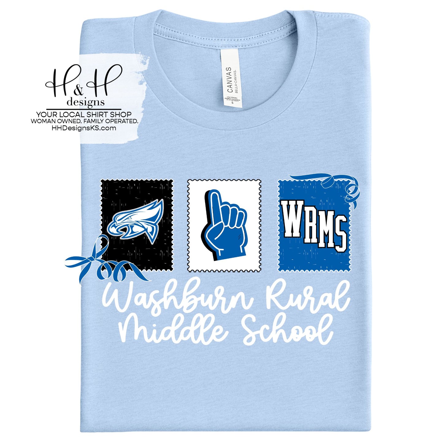 Washburn Rural Middle School Stamps and Bows ~ Customize with Sport ~ HH110