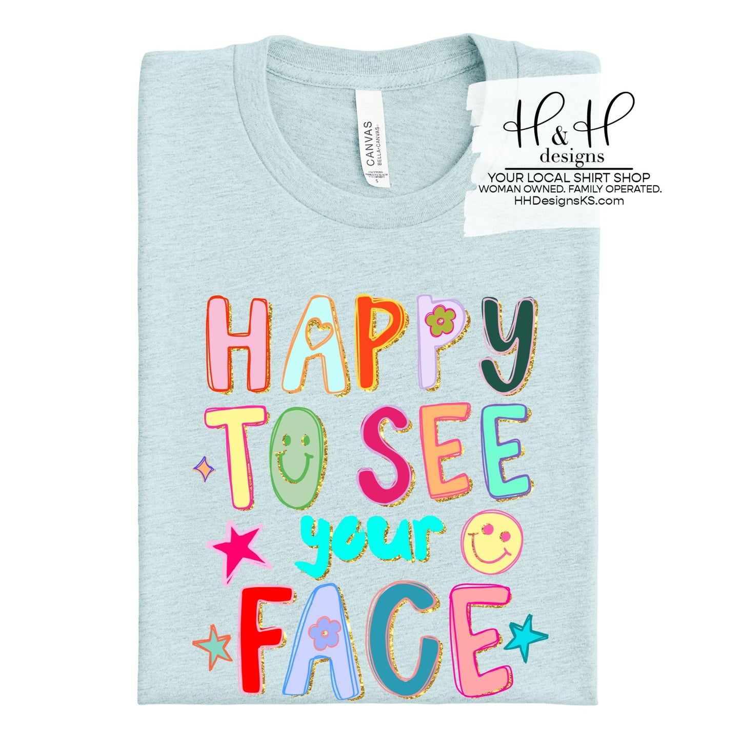 Happy to See Your Face Faux Glitter Doodle ~ HH2043