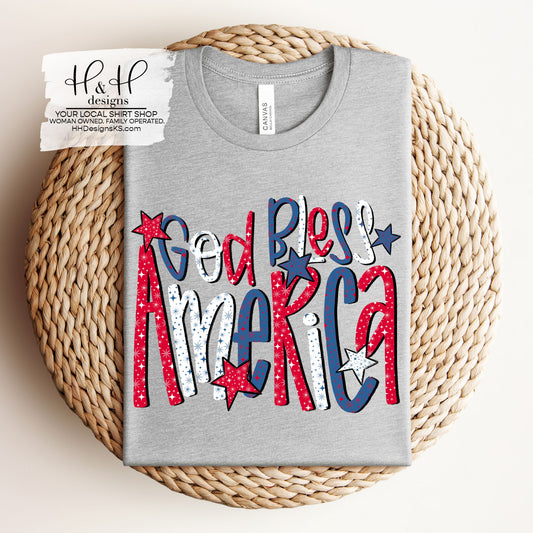 God Bless America Doodle Stars ~ HH2050