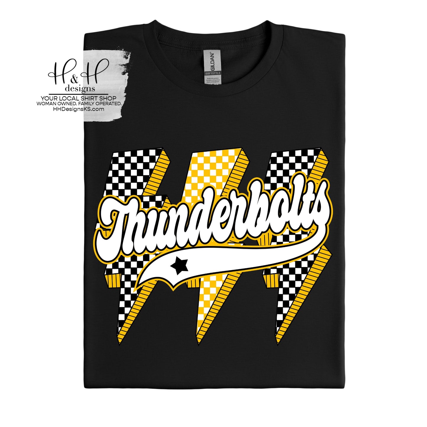 Thunderbolts Checkered Lightning Bolt ~ Shawnee Heights Elementary School PTO Fundraiser ~ HH2087