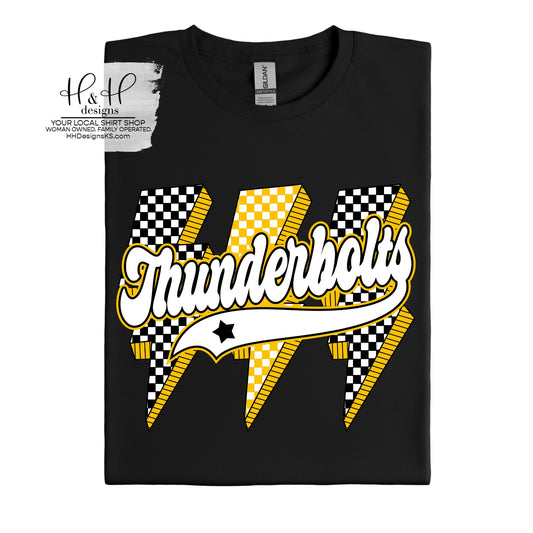 Thunderbolts Checkered Lightning Bolt ~ Shawnee Heights Elementary School PTO Fundraiser ~ HH2087