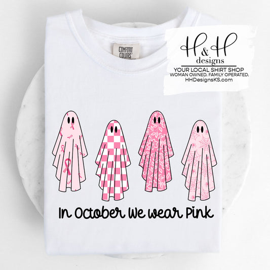 In October we wear pink ghosts ~ Making Strides Topeka Fundraiser - white ~ HH2109
