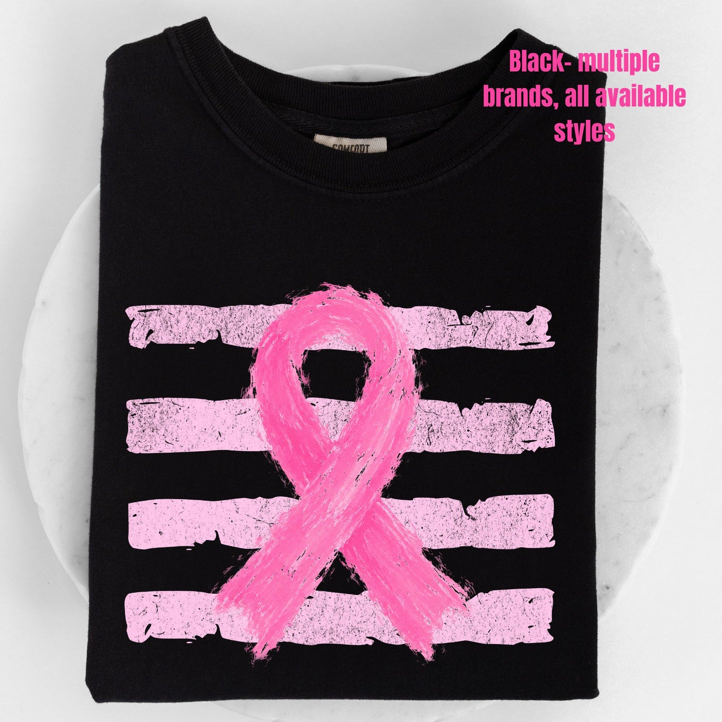 Breast Cancer Awareness Watercolor Striped ~ Black Garments ~ HH2125 ~ UKHS St. Francis Campus RABC Fundraiser