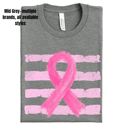 Breast Cancer Awareness Watercolor Striped ~ Mid Grey Garments ~ HH2125 ~ UKHS St. Francis Campus RABC Fundraiser
