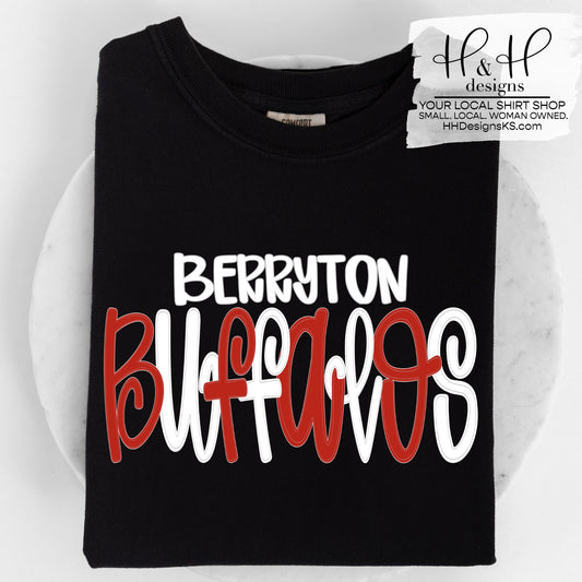 Berryton Buffalos Swirly Block ~ Berryton Elementary Fundraiser ~ HH2140