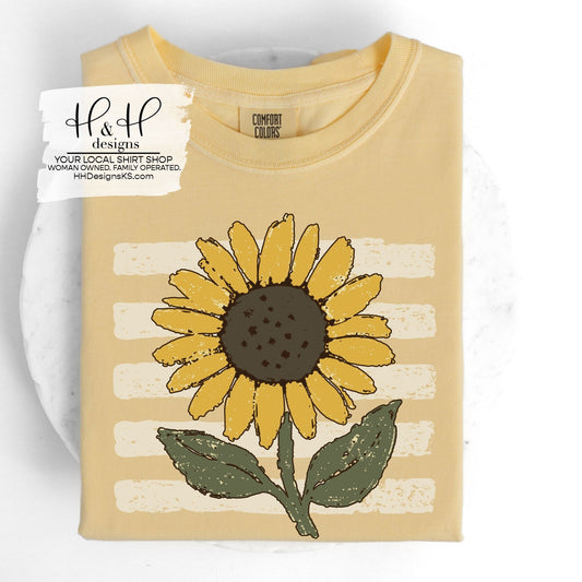 Sunflower Watercolor Stripes ~ HH2162