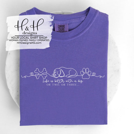 Life is better with a dog pencil line doodle ~ HH2170