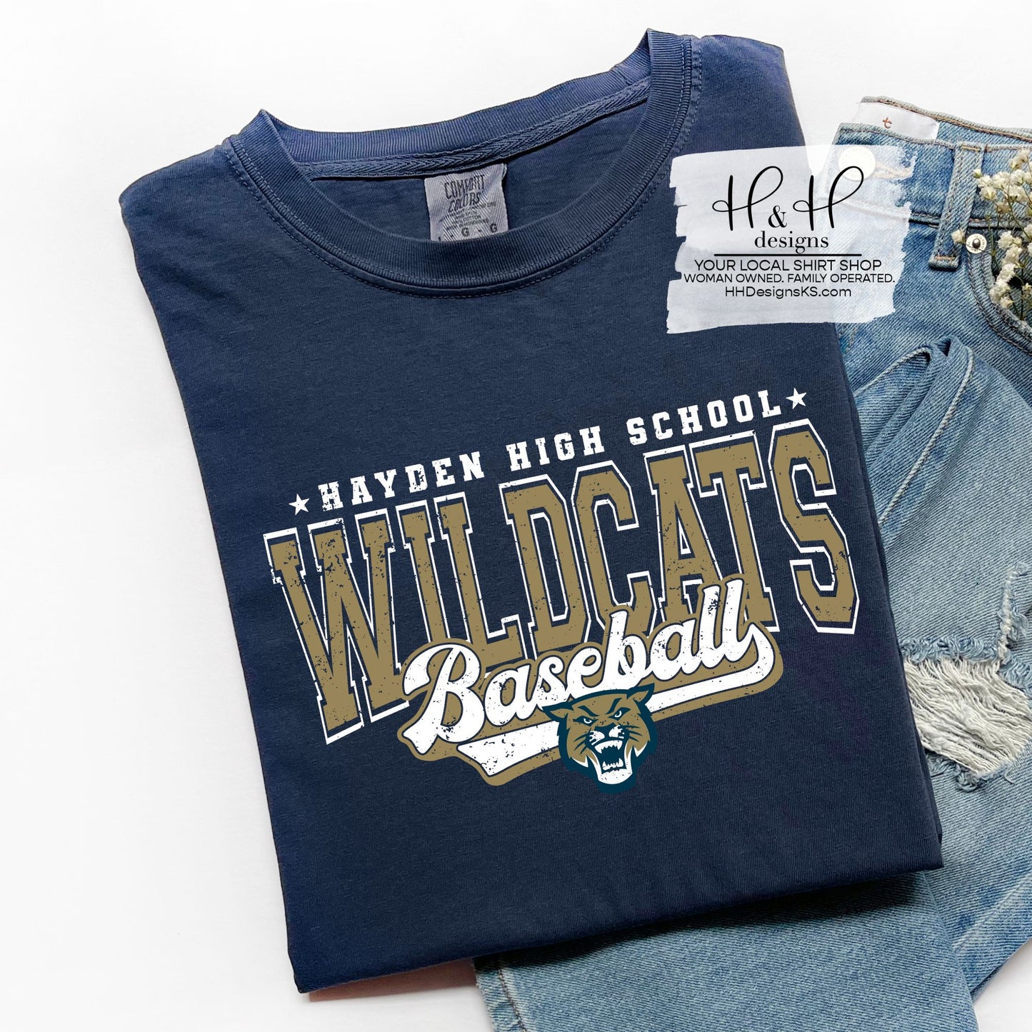 Hayden Wildcats Baseball Distressed Retro Script ~ HH272