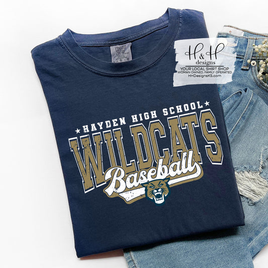 Hayden Wildcats Baseball Distressed Retro Script ~ HH272