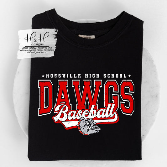 Rossville Dawgs Baseball Distressed Retro Script ~ HH273