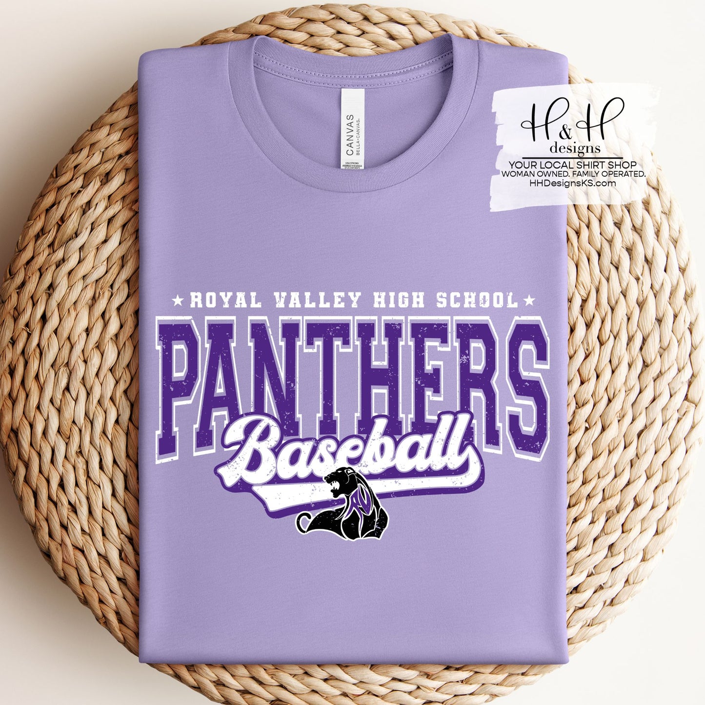 Royal Valley Panthers Baseball Distressed Retro Script ~ HH274