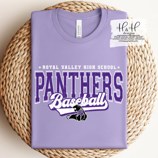 Royal Valley Panthers Baseball Distressed Retro Script ~ HH274