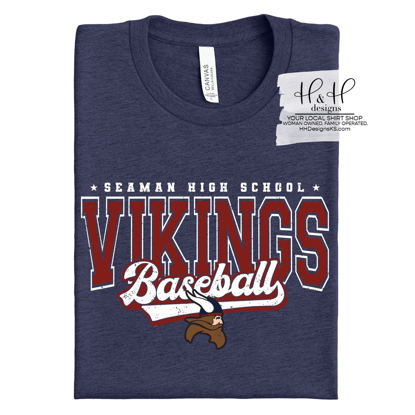 Seaman Vikings Baseball Distressed Retro Script ~ HH275