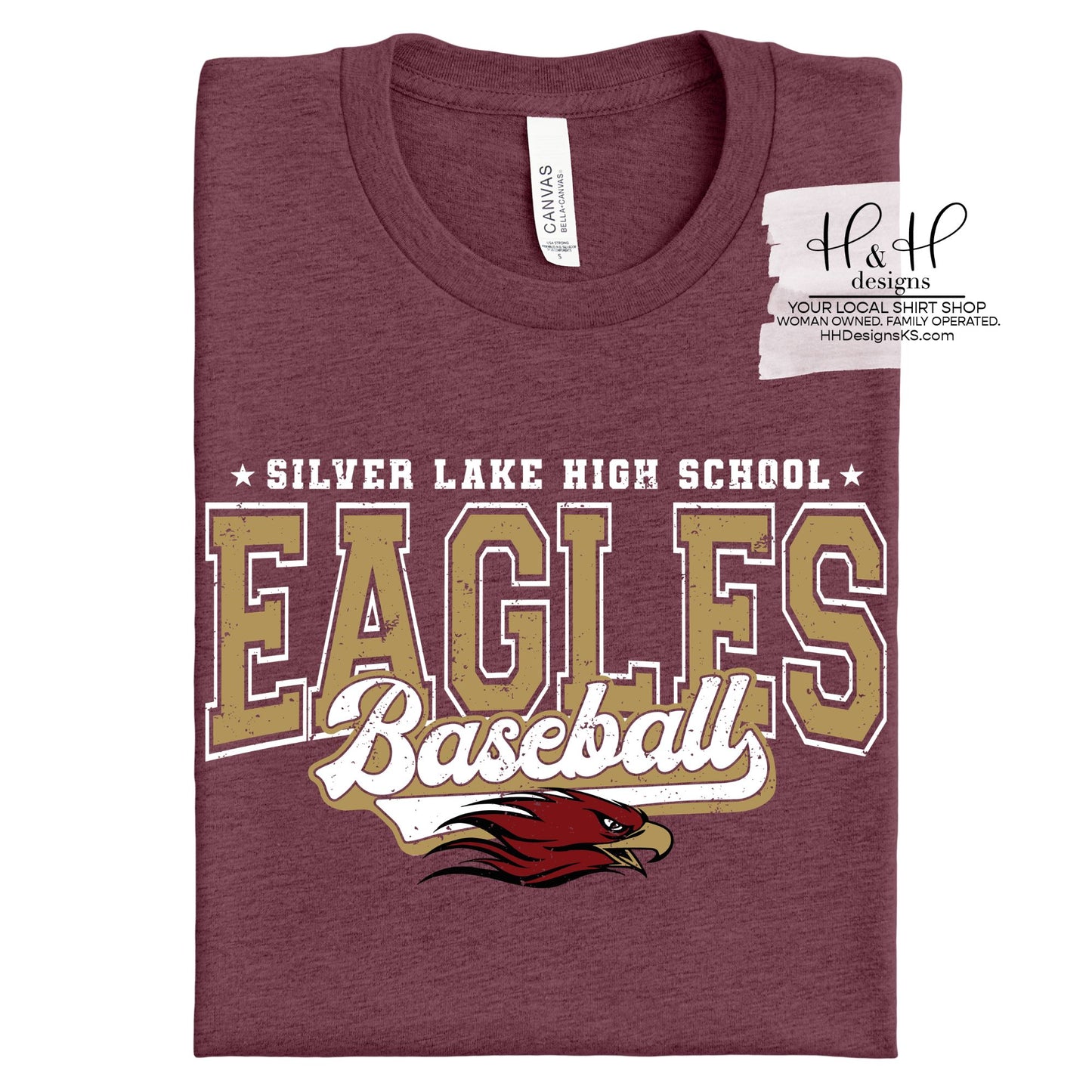 Silver Lake Eagles Baseball Distressed Retro Script ~ HH277