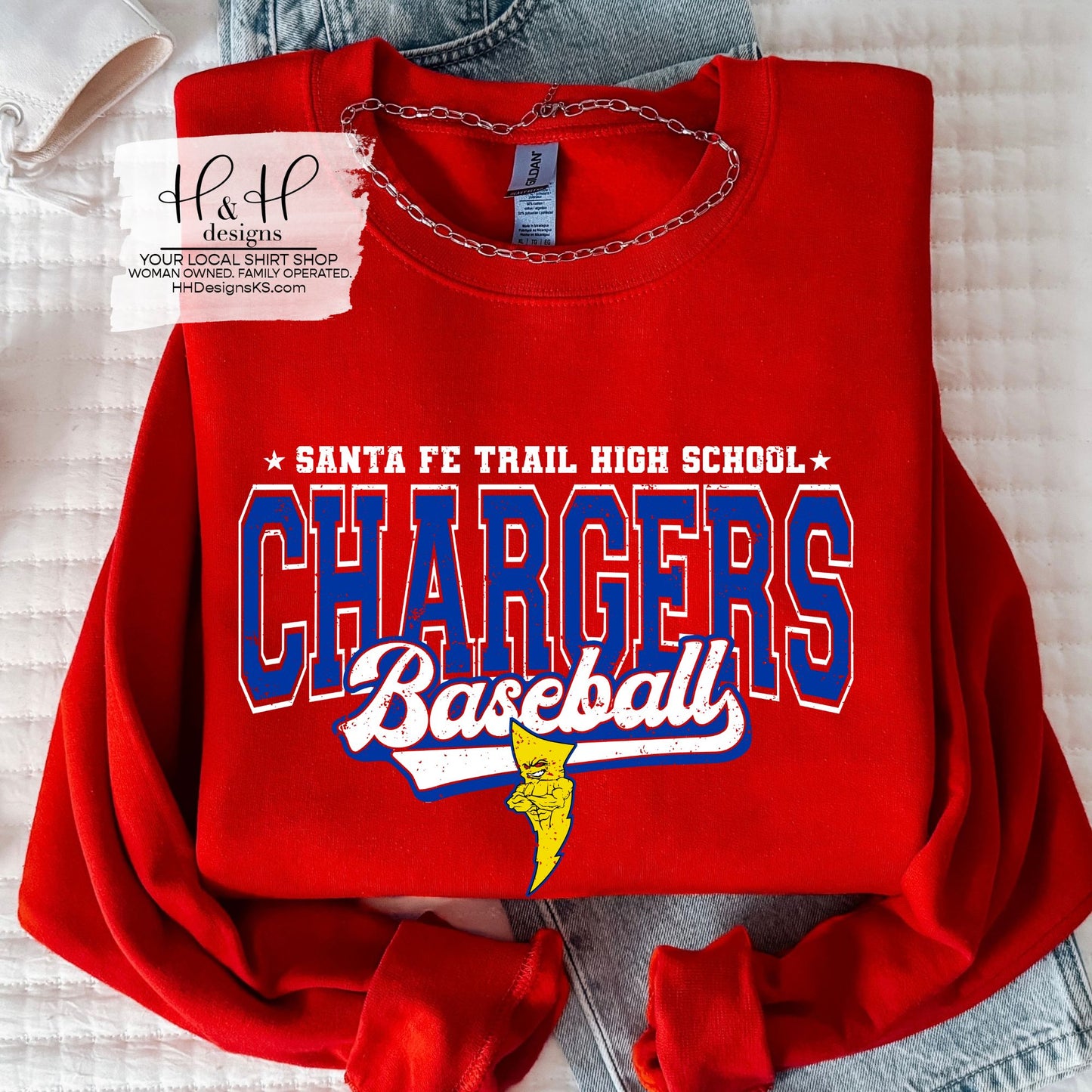 Santa Fe Trail Chargers Baseball Distressed Retro Script ~ HH280
