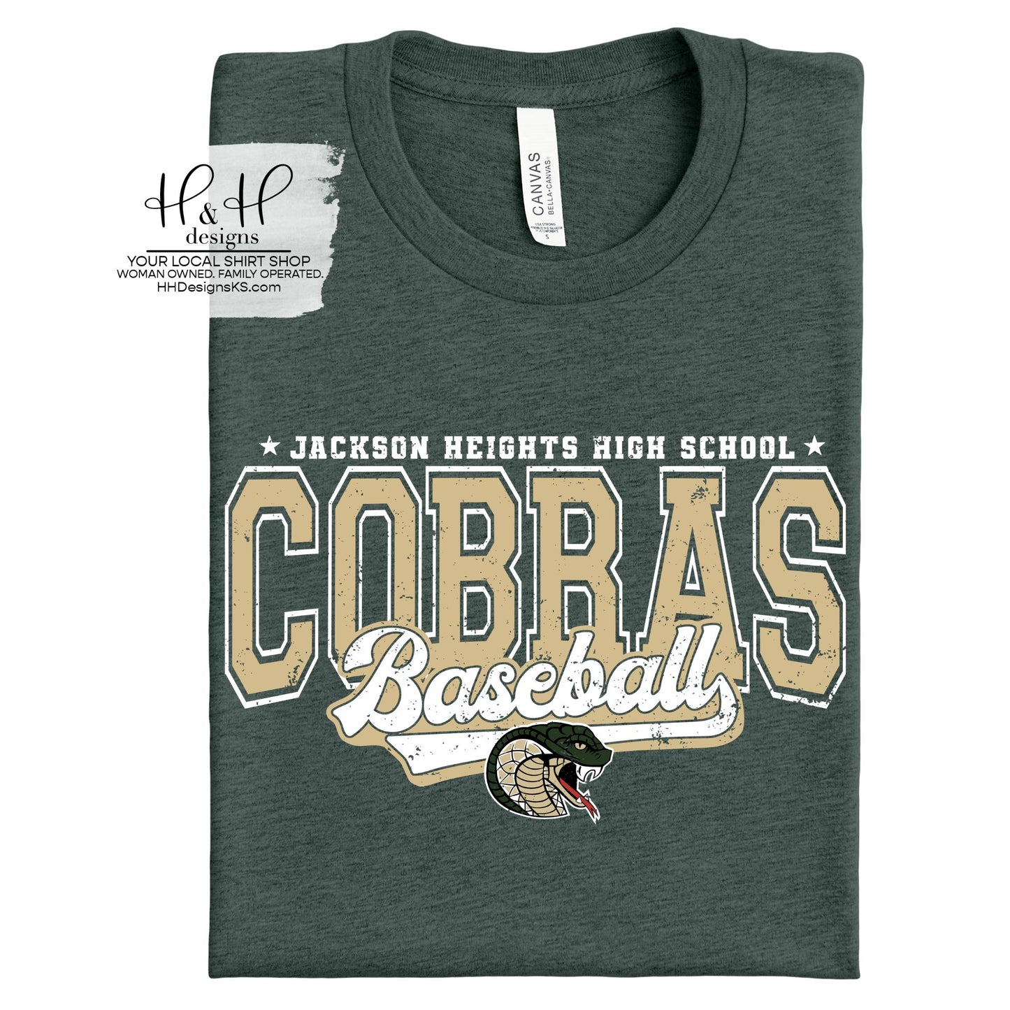 Jackson Heights Cobras Baseball Distressed Retro Script ~ HH284