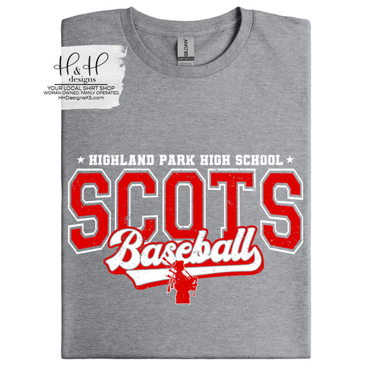 Highland Park Scots Baseball Distressed Retro Script ~ HH285