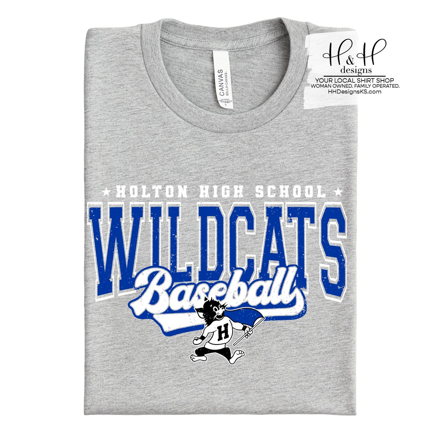 Holton Wildcats Baseball Distressed Retro Script ~ HH286