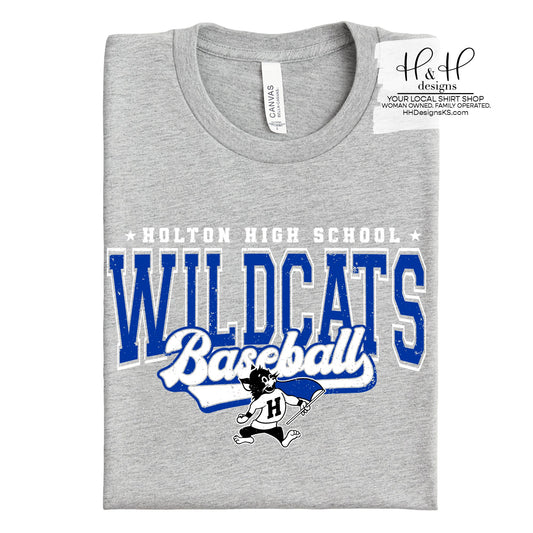 Holton Wildcats Baseball Distressed Retro Script ~ HH286