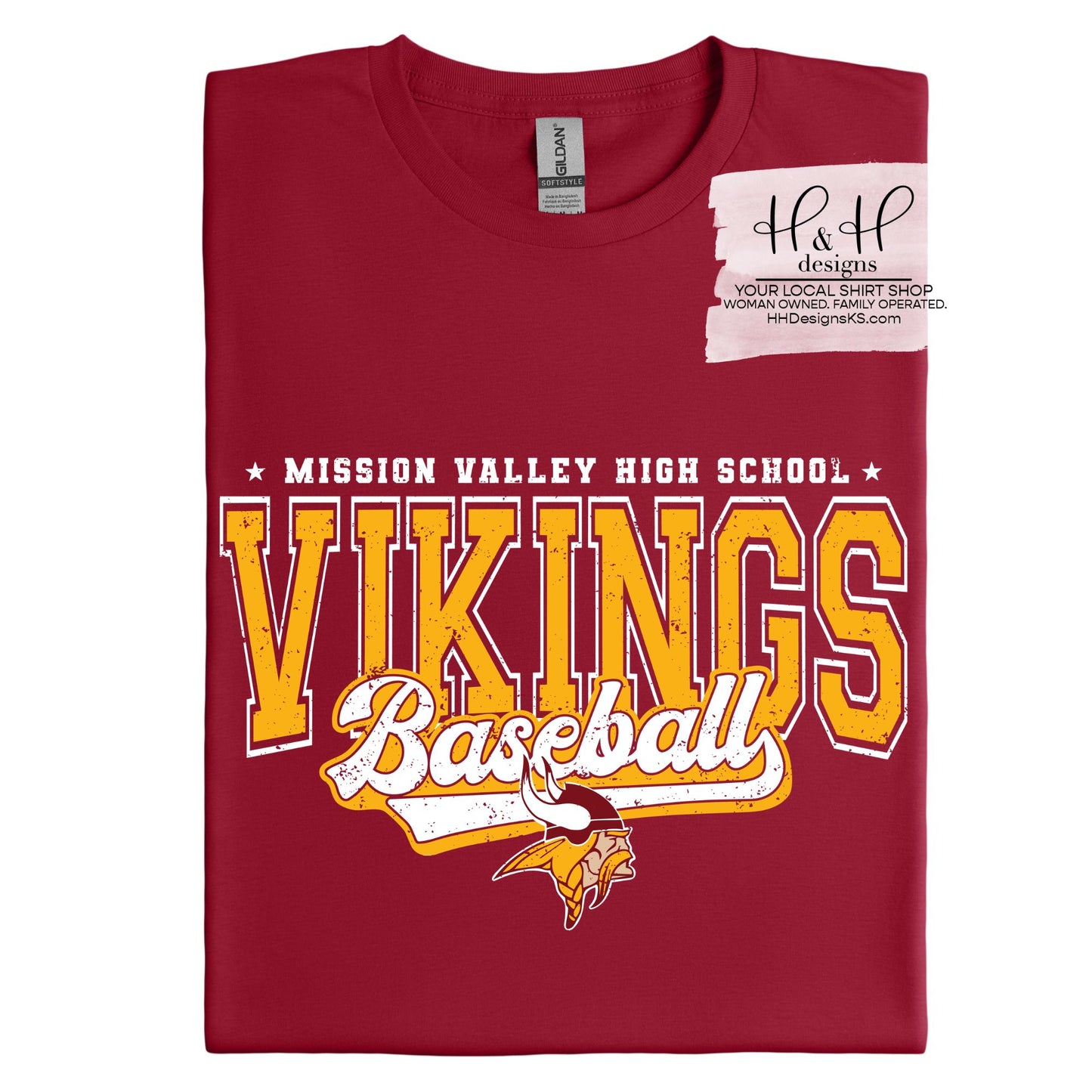 Mission Valley Vikings Baseball Distressed Retro Script ~ HH287