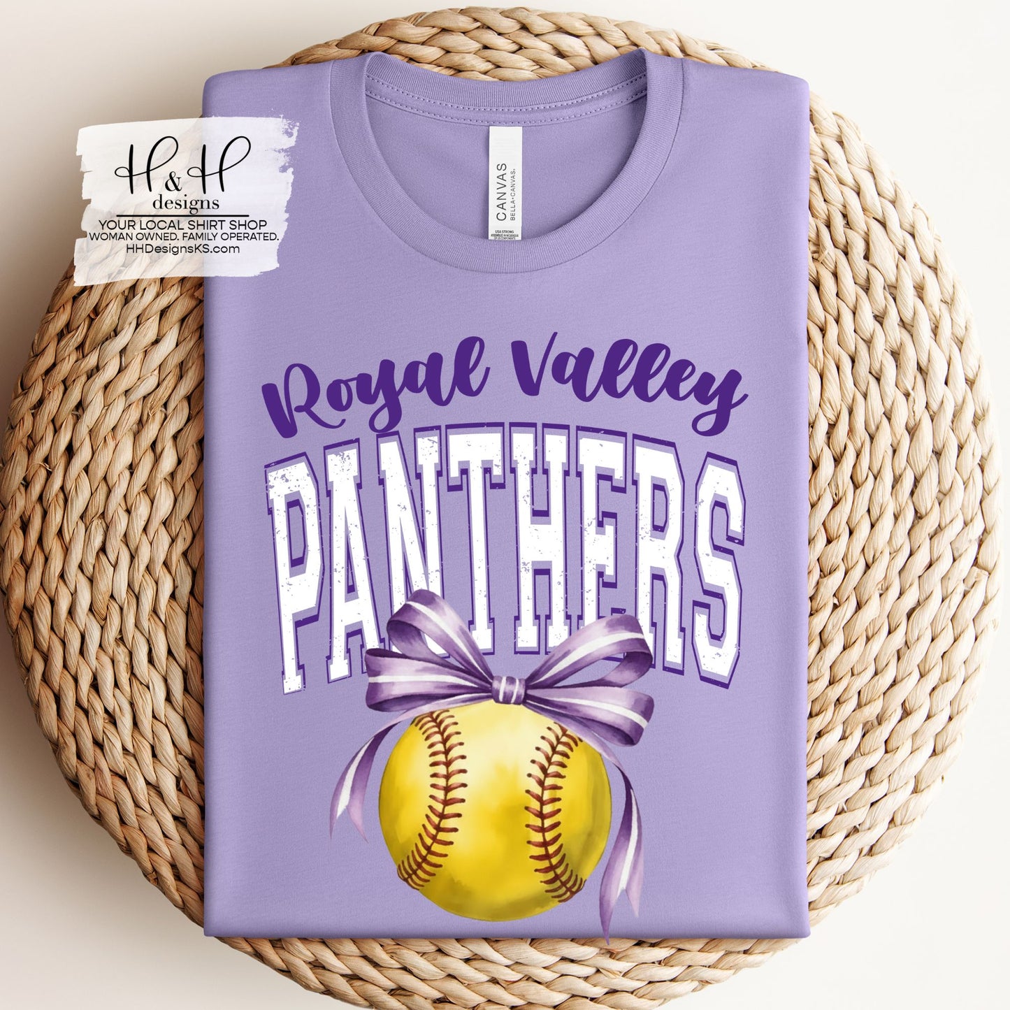 Royal Valley Panthers Softball Block Bow ~ HH291