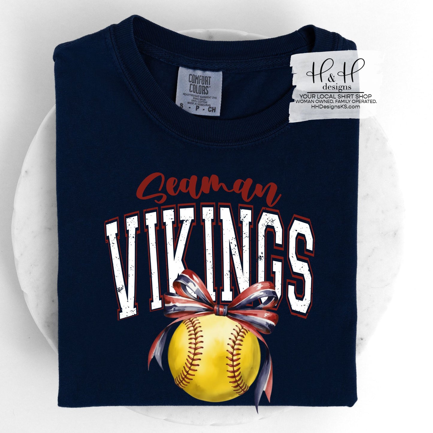 Seaman Vikings Softball Block Bow ~ HH292