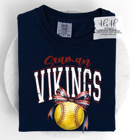 Seaman Vikings Softball Block Bow ~ HH292