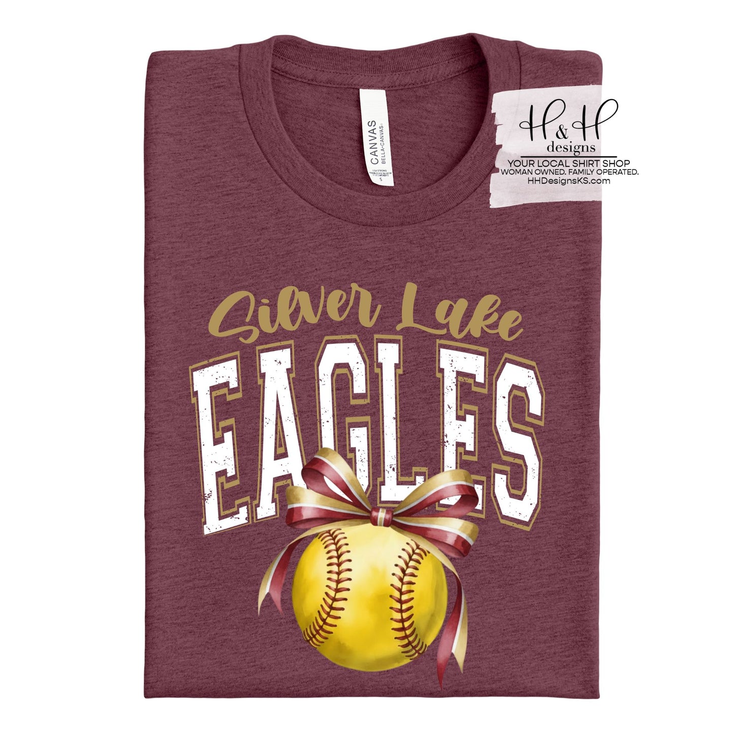 Silver Lake Eagles Softball Block Bow ~ HH294