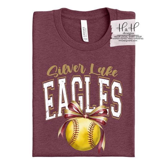 Silver Lake Eagles Softball Block Bow ~ HH294