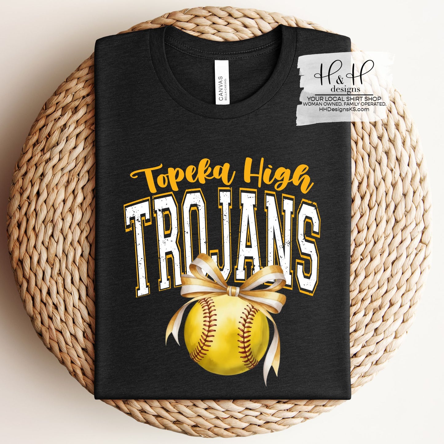Topeka High Trojans Softball Block Bow ~ HH295