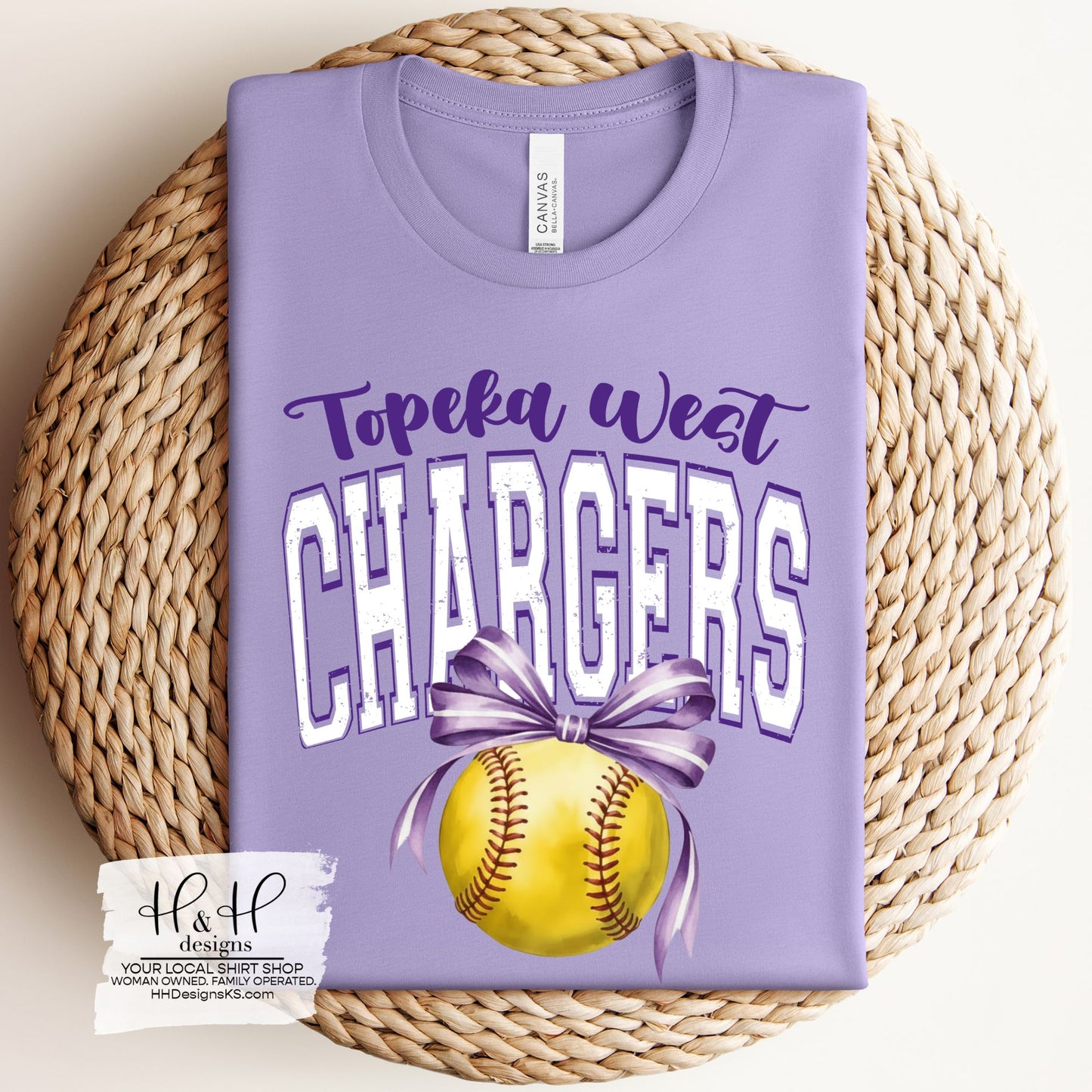 Topeka West Chargers Softball Block Bow ~ HH296