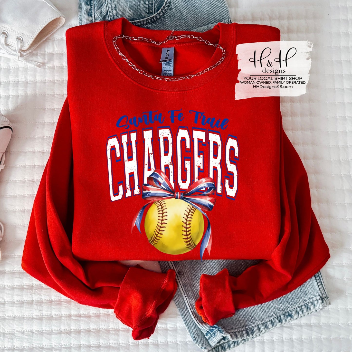 Santa Fe Trail Chargers Softball Block Bow ~ HH297