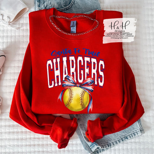 Santa Fe Trail Chargers Softball Block Bow ~ HH297