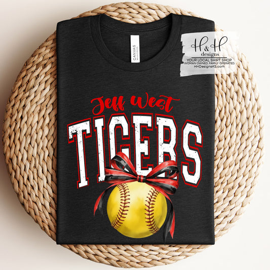 Jeff West Tigers Softball Block Bow ~ HH300