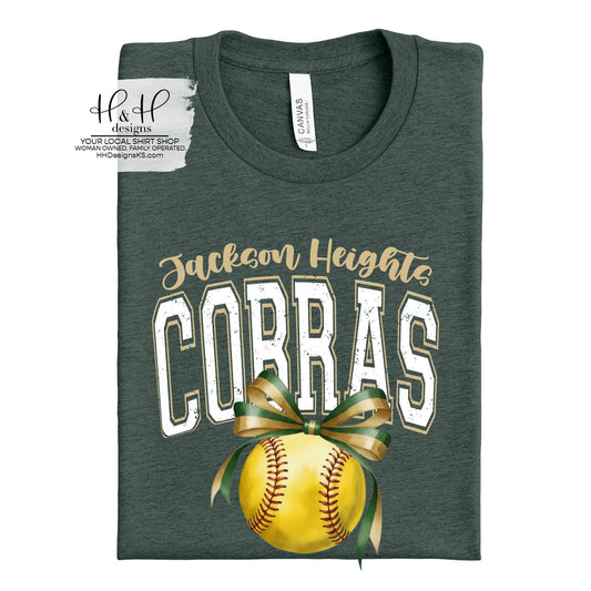 Jackson Heights Cobras Softball Block Bow ~ HH301