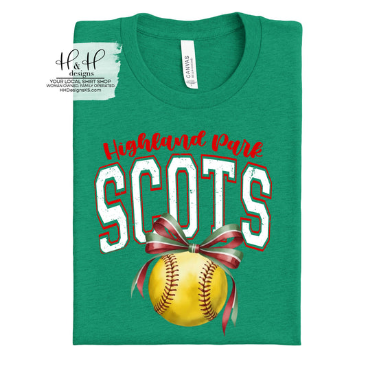 Highland Park Scots Softball Block Bow ~ HH302