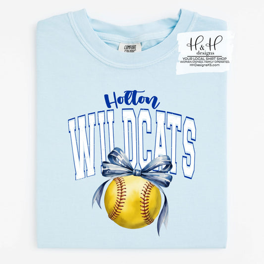 Holton Wildcats Softball Block Bow ~ HH303
