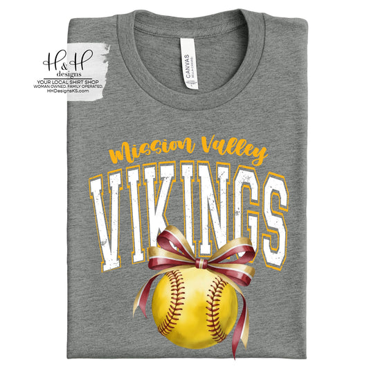 Mission Valley Vikings Softball Block Bow ~ HH304