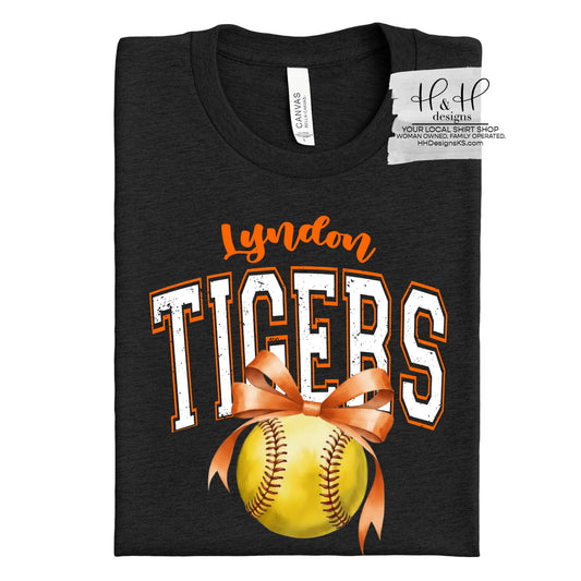 Lyndon Tigers Softball Block Bow ~ HH305