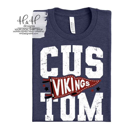 Seaman Vikings Spirit Pennant Block ~ Customize for your sport or club! HH335