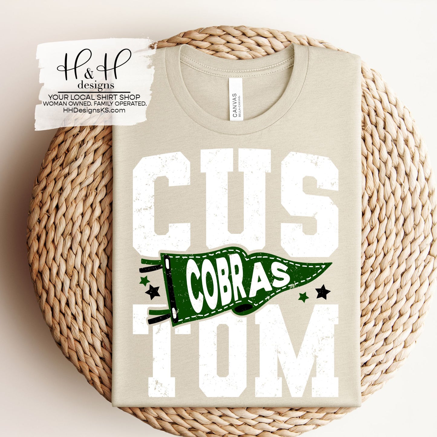Jackson Heights Cobras Spirit Pennant Block ~ Customize for your sport or club! ~ HH344