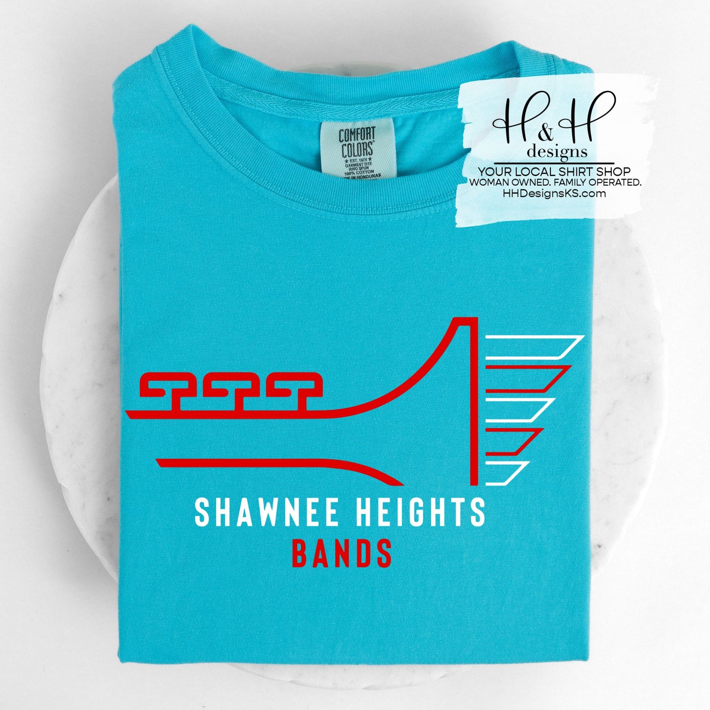 HH840 Shawnee Heights Bands Official - White and Red ~ SHHS Bands Fundraiser ~ HH840