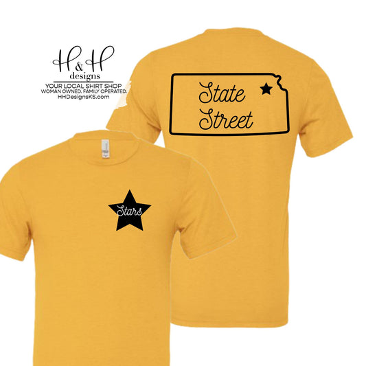 State Street Kansas Outline Left Chest ~ State Street Stars ~ HH933
