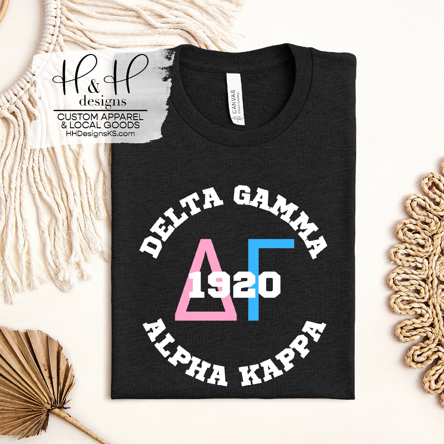 Delta Gamma Alpha Kappa Pink Blue Licensed Delta Gamma Apparel H